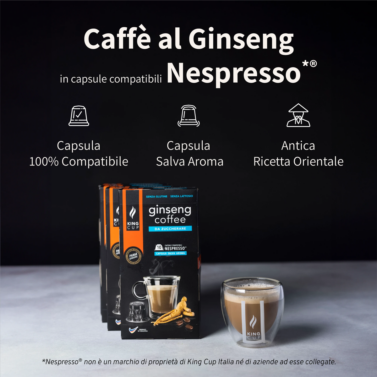 120 capsule Nespresso®* Caffè al ginseng da zuccherare