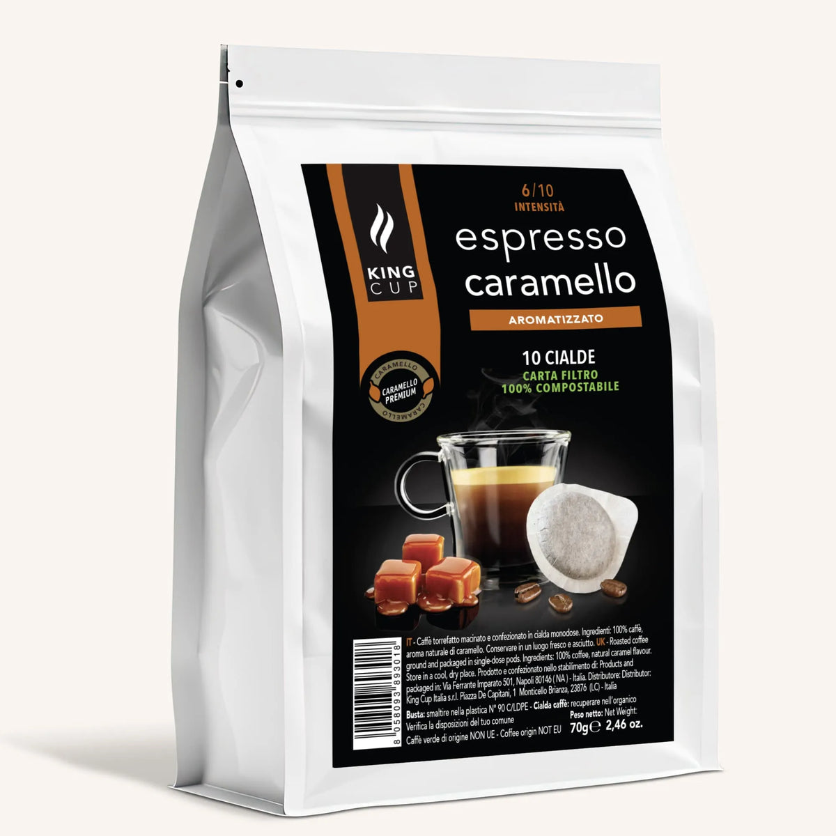 10 cialde compostabili ESE44 - Caffè aromatizzato al caramello