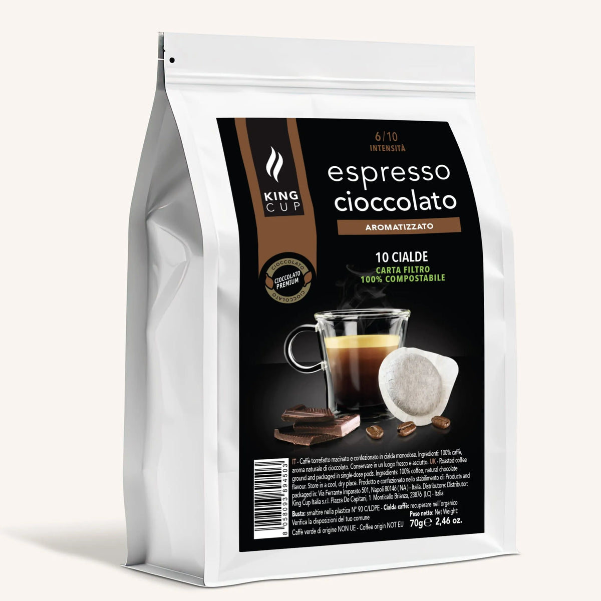 10 cialde compostabili ESE44 - Caffè aromatizzato al cioccolato