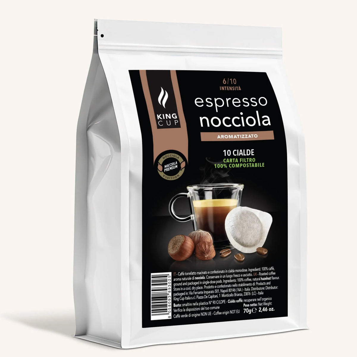 10 cialde compostabili ESE44 - Caffè aromatizzato alla nocciola