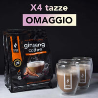 200 bustine solubili Caffè al Ginseng con zucchero di canna  + 4 tazze omaggio