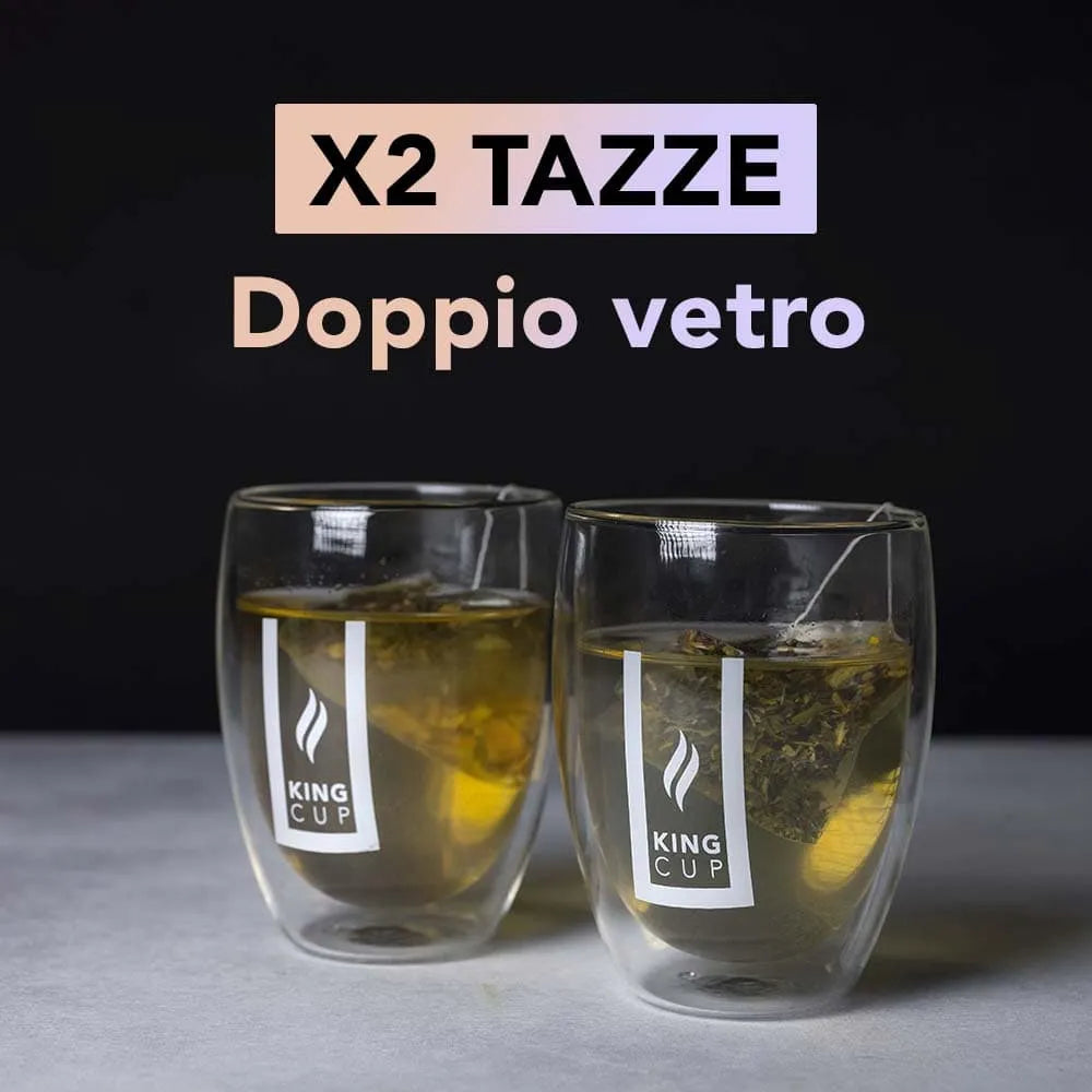 2 Tazze da 330ml in doppio vetro marchiate King Cup