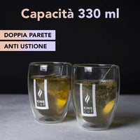 2 Tazze da 330ml in doppio vetro marchiate King Cup