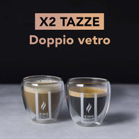 2 Tazze da 80ml in doppio vetro marchiate King Cup