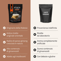 200 bustine solubili Caffè al Ginseng con zucchero di canna  + 4 tazze omaggio