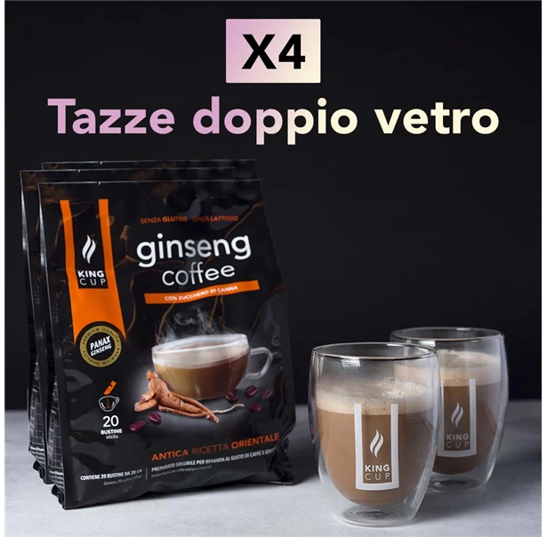 2 tazzine omaggio + 100 capsule Ginseng Coffee Con zucchero di